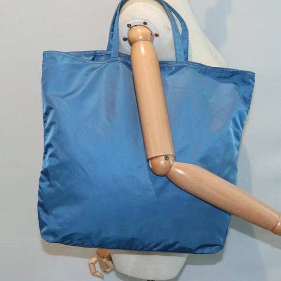 PRADA Tote Bag Nylon Blue Silver Auth - Picture 1 of 16